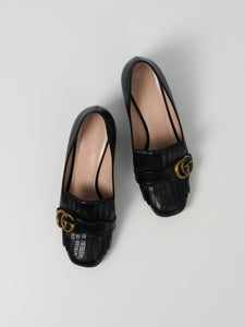 Gucci Black Leather GG Marmont Pumps - size 38